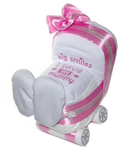 Windelwagen rosa - 3 tlg Geschenk Geburt zur Mädchen - Baby Windeltorte rosa - dubistda handmade