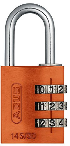 ABUS Zahlenschloss 145/30 Orange - Kofferschloss, Spindschloss u. v. m. - Aluminium-Vorhängeschloss - individuell einstellbarer Zahlencode - ABUS-Sicherheitslevel 3