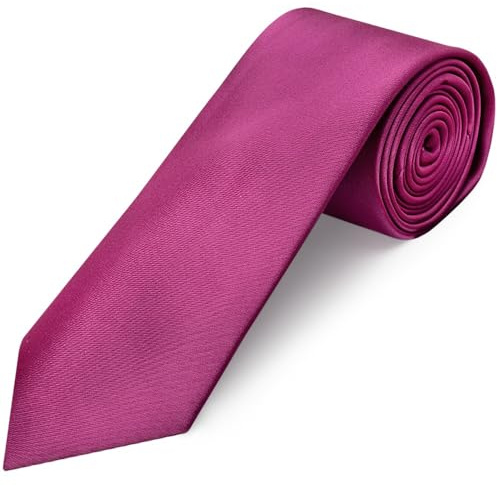 TIES R US Plain Fuchsia Pink Satin Classic Men's Tie