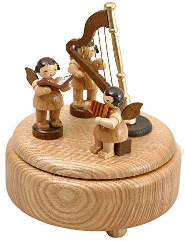 Rudolphs Schatzkiste Spieldose Engel mit Instrumente Natur BxHxT 13x15x13 cm NEU Spieluhr Spielwerk Musikdose Musik Figur Seiffen Erzgebirge Holz Dekoration Weihnachten