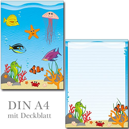 2 Schreibblöcke schöne Unterwasserwelt 24 Blatt Format DIN A4 mit Deckblatt 7260-2