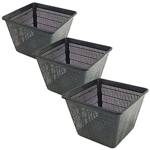 Other Square Baskets Pond Garden Planting Plants - Pack of 3 (X-Large 35x35x26cm)
