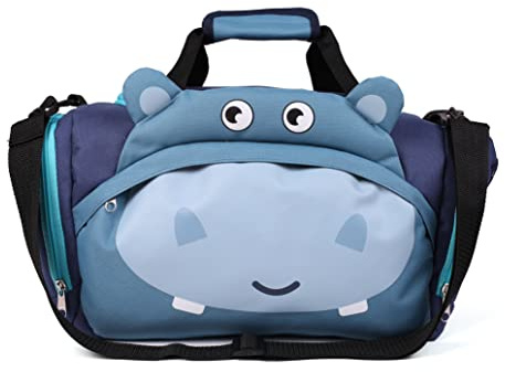 Fabrizio Kindertasche Sporttasche Reisetasche Nilpferd, Jungen Mädchen Kinder, blau, 39 x 25 x 20 cm, 12 Liter