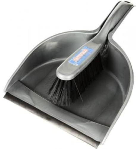 Faithfull FAIBRDUSTSET Plastic Dustpan and Brush Set, Compact Storage, Soft Bristle Brush for Cleaning & Sweeping – 220mm Wide