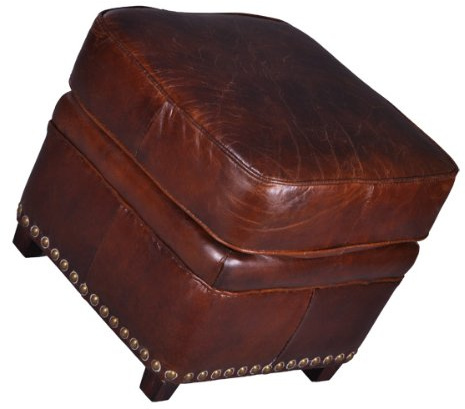Fußhocker Derry Vintage-Leder Sitzhocker Beistellhocker