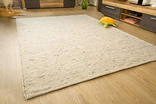 Steffensmeier Murnau Handwebteppich - mit Fusselstopp - aus nachhaltiger, Deutscher Produktion - gewalkt - Natur braun, Größe: 250x350 cm