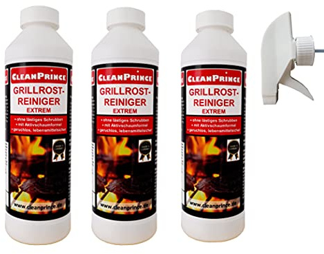 3 Stück Set CleanPrince Grillrost Reiniger extrem 500 ml Grillreiniger Reinigungsmittel Grill Grillrost