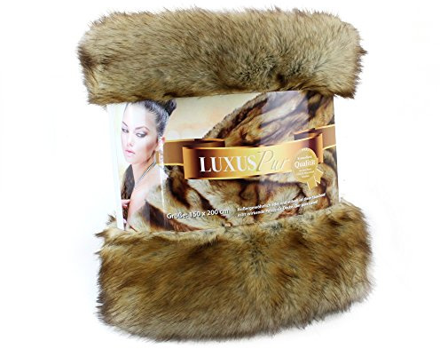 Gözze - Wohndecke, Kunstfell in edler Pelzoptik, Design Fuchs, 150 x 200 cm - Braun/Rot