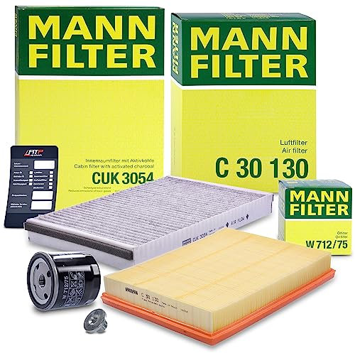 MANN-FILTER Inspektionspaket Filterset 1x Ölfilter, 1x Luftfilter, 1x Innenraumfilter (Aktivkohlefilter), 1x Ölablassschraube Kompatibel mit OPEL ASTRA G (T98) (F70) ASTRA H (A04)(L70), ZAFIRA A (T98)