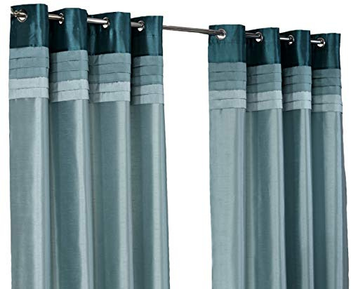 Hamilton McBride Seattle Teal Ring Top / Eyelet Fully Lined Readymade Curtain Pair 66x72in(167x182cm) Approx