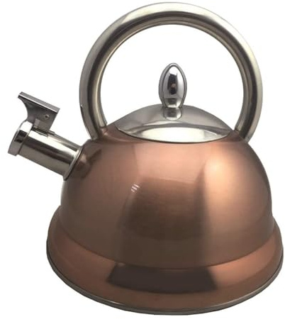 Baumalu, Bouilloire en Acier Inoxydable, Compatible Tous Feux et Induction, Ustensile de Cuisine de Qualité, Finition Brillante, Couleur Cuivré, 2,7 Litres