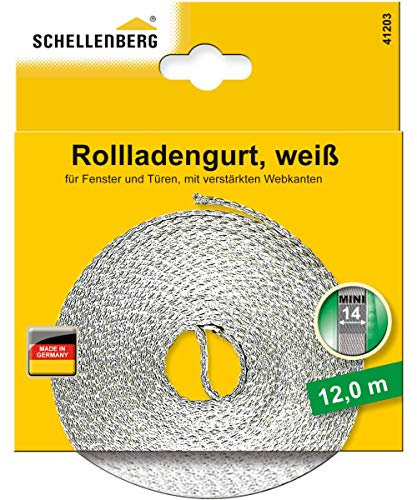 Schellenberg 41203 - Cinghia per tapparelle, 14 mm/12.0m, bianco