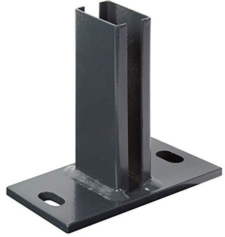 Alberts 686987 Ancre de poteau pour piquet de clôture pour panneaux à barre double | à visser | galvanisée à chaud, plastifiée, en anthracite RAL 7016 | platine 150 x 80 mm | pour poteaux 60 x 40 mm