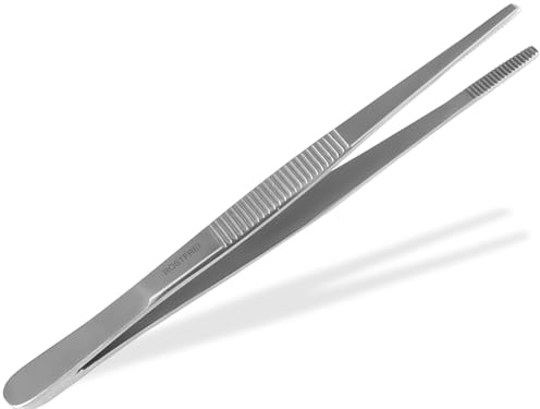 Gerade Anatomische Pinzette 9,0 cm aus Edelstahl in Profi-Qualität | Universalpinzette mit gerader, präziser innengeriffelter Spitze für einen sicheren und optimalen Halt bei der Anwendung