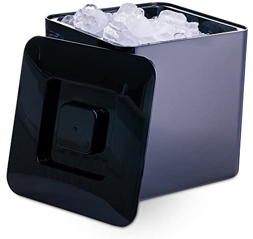 Drinkstuff Square Ice Bucket Black 10 Litre – Large Double Wall Party Ice Bucket with Lid & Removable Draining Liner, Durable & Insulated for Home Bars, Garden Parties, Events