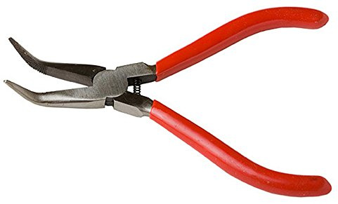 Soft Grip Bent Nose Pliers, 5 Inch Carbon Steel Pliers with Serrated Jaw Ideal for Jewelry Making and Crafts