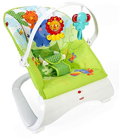 Fisher-Price CJJ79 Comfort Curve Wippe Babyschaukel und Sitz mit, ab nehmbarem Spielbügel inkl. Tierspielzeug, ab 0 Monaten, max. 9 kg