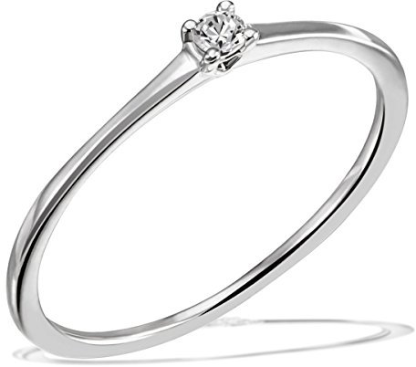 Goldmaid Damen-Ring Solitär Jana Solitär Ring Jana 0.05 ct. 585 Weißgold Diamant (0.05 ct) weiß Brillantschliff Gr. 60 (19.1) Verlobungsring Diamantring