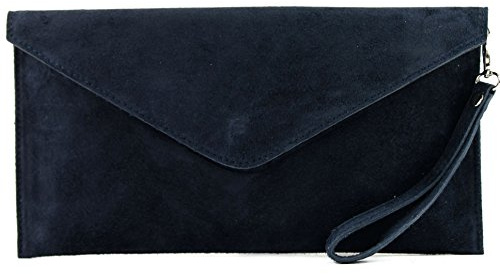 modamoda de T106 Damen Wildleder Rauleder Clutch Umhängetasche, handmade in Italy