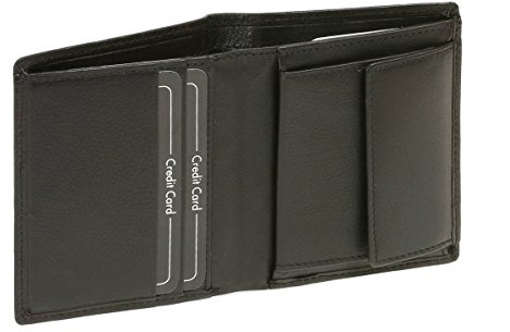 LEAS Damen und Herren Minibörse Geldbeutel dünn extra flach viele 8 Karten im Hochformat Echt-Leder, schwarz 10x8,5x2cm (LxBxH)