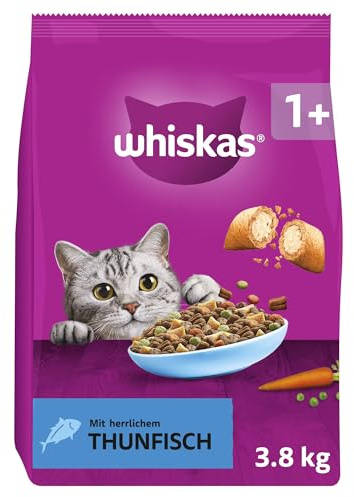 WHISKAS Croquettes au thon pour chat adulte 3,8kg, Lot de 3