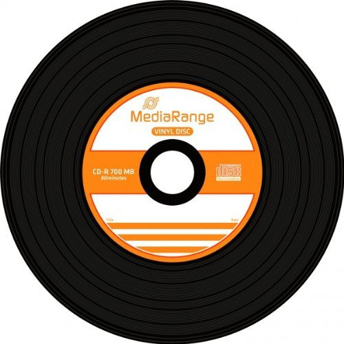 Mediarange CD 80 minuti 52x vuoto dall'aspetto vinile retrò, nero brillante