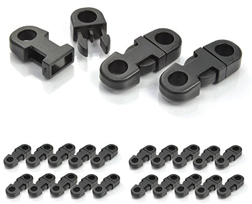 Ganzoo Klickverschluss aus Kunststoff im 20er Set, Klippverschluss Steckschließer Steckverschluss in schwarz, 27 x 10 mm, Öse 6 mm, leicht gebogen, für Paracord-Armbänder, Hunde-Halsbänder, Rucksack
