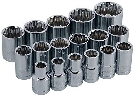 Neilsen CT0871 17pc Socket Set for Use with 1/2in Drive Sizes 10-30m, Chrome Vanadium