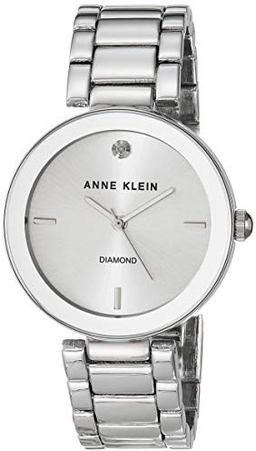 Anne Klein Women's AK/1363SVSV Diamond Dial Silver-Tone Bracelet Watch