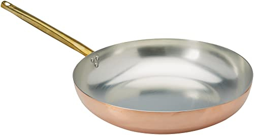 Pentole Agnelli Linea Rame Padella Saltare con Manico in Rame Liscio, Marrone, 36 cm