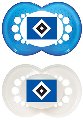 MAM Football Schnuller im 2er-Set, Original Schnuller im Fan Design vom Hamburger Sportverein, zahnfreundlicher Baby Schnuller aus SkinSoft Silikon, 6-16 Monate