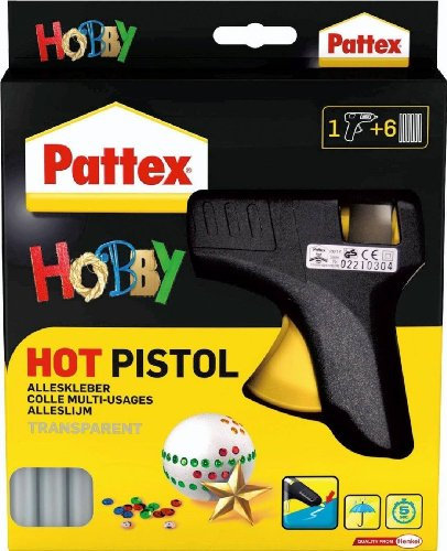 Pattex Heißklebepistole, Hobby Starter Set für kreative Heimwerkarbeiten, 1xKlebepistole und 6xKlebeheißsticks