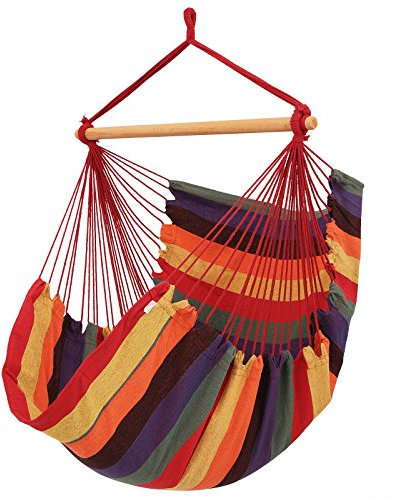 SONGMICS Hängesessel, 180 x 125 cm TÜV Rheinland max. statische Belastung 200 kg, Indoor und Outdoor, Regenbogenfarben, GDC185