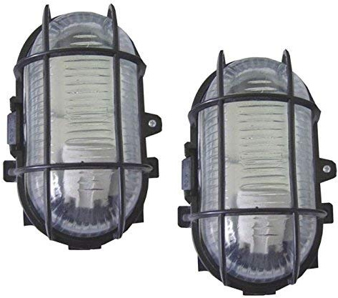 2 X Black Outdoor Garden Exterior Security Bulkhead Bulk Head Light LAMP 60W