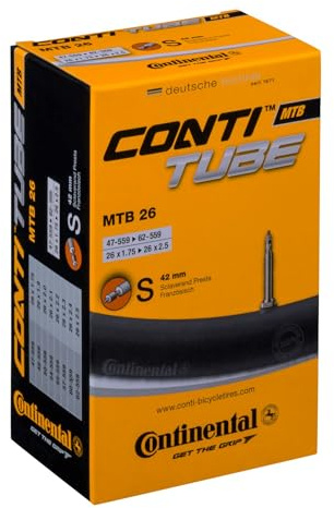 Continental 26 Bicycle Tube, 1.75/2.5 42mm Presta Valve, Black