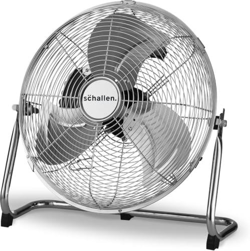 Chrome 14 Inch (35 cm) Powerful Cooling Cold Air High Velocity Floor Air Circulator Fan with 3 Airflow Speed Settings, Quiet Operation For Use in Homes, Offices and Bedrooms