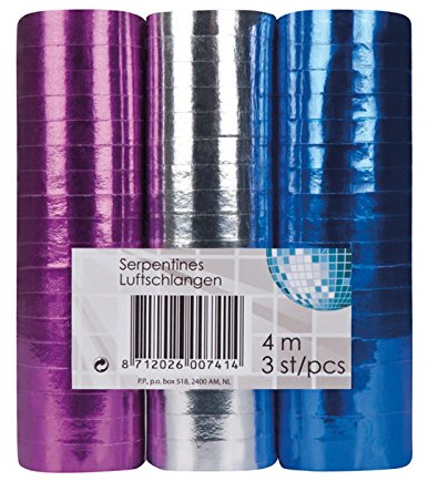 PARTY DISCOUNT NEU Luftschlangen 3er-Pack, metallic