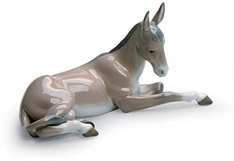 LLADRÓ Donkey Nativity Figurine. Porcelain Nativity Donkey Figure.