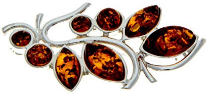 SilverAmber Damen-Brosche 925 Silber mit Bernstein - M804