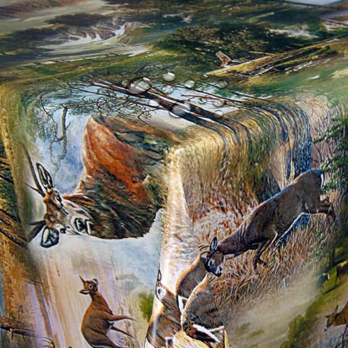 Wachstuch Wachstischdecke Gartentischdecke Jagd Wild Rechteckig 130 x 200 cm abwaschbare Tischdecke