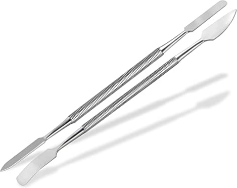 Premium Universal-Spatel Doppelspatel Set 2-Teilig 17 cm | Gelspatel, Salbenspatel Doppelinstrument, Laborspatel, Edelstahl Universalspatel für Maniküre und Pediküre
