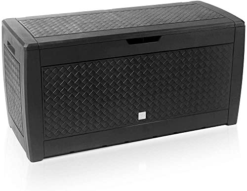 Casaria® Gartenbox Anthrazit UV-beständig 310L Haltegriffe Rollen Terrasse Balkon Wohnzimmer Truhe Auflagenbox 119x48cm Flecht-Optik
