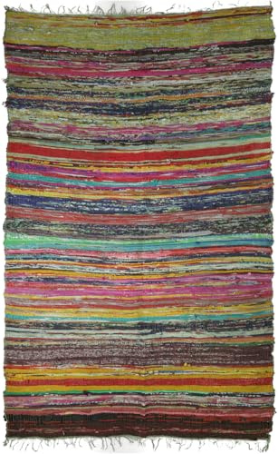 GURU SHOP Leichter Flickenteppich, Flickendecke 100x160 cm - Grün-bunt