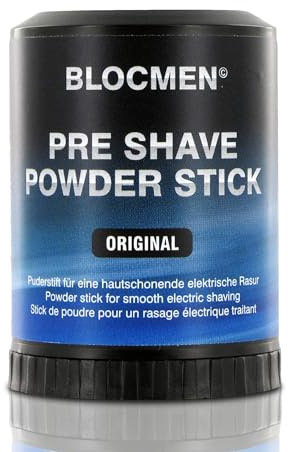 BLOCMEN Original Rasurpuderstift 60g für schonende Trockenrasur ohne Hautirritationen - Pre-Shave Powder Stick mit Menthol für Männer
