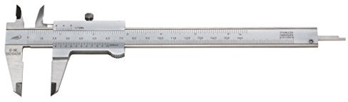 HELIOS-PREISSER 0189501 Taschenmessschieber aus verchromtem, rostfreiem Stahl mit Schraube, 1/20 mm-1/128 Zoll, 150 x 40 mm