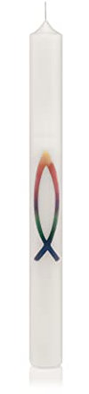 Wiedemann 167165.004 - Candela per battesimo, comunione, cresima, cera, 40 x 4 cm, colore: Bianco
