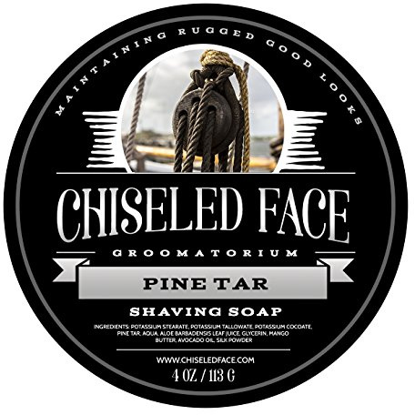 Pine Tar Handmade Luxury Shaving Soap by Chiseled Face — Rich, Thick Lather — Smooth, Comfortable Shaves — Tallow-Based Soap — Made in The USA
