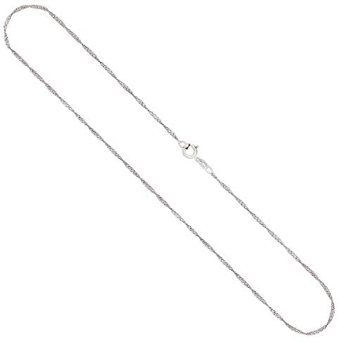 EDELIND Goldkette, Singapurkette Weißgold 585/14 K, Länge 42 cm, Breite 1.4 mm, Gewicht ca. 1.8 g., NEU