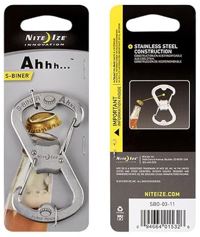NITE IZE S-BINER AHHH CARABINER & BOTTLE OPENER (STAINLESS)