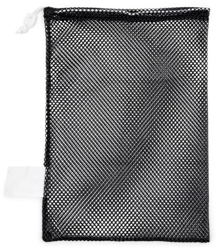 Champion Sports Mesh Sports Equipment Bag- Black, 12 x 18- Multipurpose, Nylon Drawstring Bag w/ Lock and ID Tag, for Sports Equipment, Balls, Swimming Gear - Breathable Stuff Sack